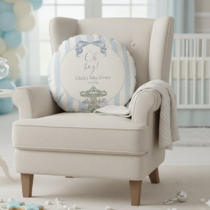 Oh Jongen Blauwe Strik Draaimolen Streep Baby Show Rond Kussen