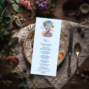 Oh jongen blauwe waterverf olifant baby shower menu