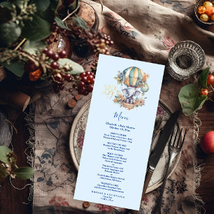 Oh jongen blauwe waterverf olifant baby shower menu