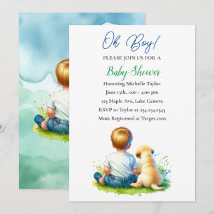 Oh jongen! Een Baby en zijn Dog Baby shower Kaart