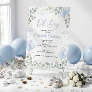 Oh Jongen Eucalyptus Blauwe Ballonnen Baby Shower  Kaart