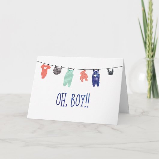 Oh, Jongen! | Gelukwensen op babywenskaart Kaart (Voorkant)