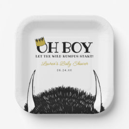 Oh jongen | Laat het Baby shower van de Wilde Rump Papieren Bordje