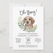 Oh jongen! Leuke Waterverf Puppy Dog Baby shower Kaart (Voorkant)