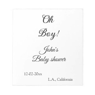 oh jongen meisje baby shower voeg naam datum jaar notitieblok