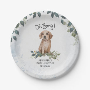 Oh jongen! Retriever Puppy Dog Custom Baby shower Papieren Bordje
