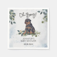 Oh jongen! Rottweiler Puppy Waterverf Baby shower