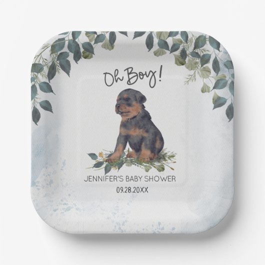 Oh jongen! Rottweiler Waterverf Dog Custom Papieren Bordje (Voorkant)