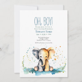 Oh jongen! Verticaal Baby Olifant Safari Baby show Kaart