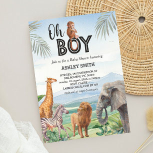 Oh jongen! Wild Safari Dieren Baby shower Kaart