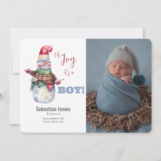 Oh Joy Foto Baby Jongen Geboorte Aankondiging (Voorkant)