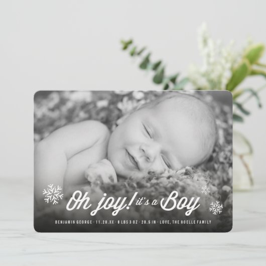 Oh Joy It's A Boy Photo Holiday Faire-part de nais (Debout devant)