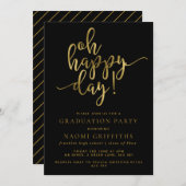 Oh Joyeux Jour Gold Script Graduation Invitation d (Devant / Derrière)