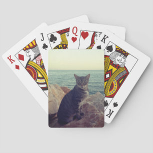 Oh kat en zonsondergang pokerkaarten