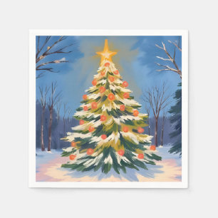 Oh Kerstboom Aquarel Schilderij Vakantie Servet