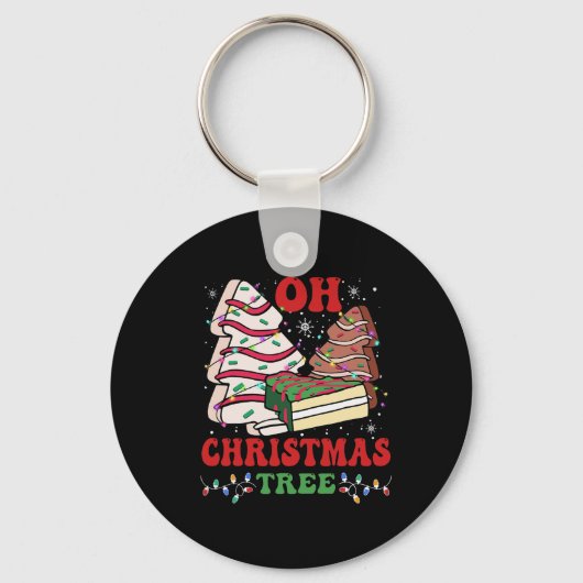 Oh Kerstboom Cake Kerstverlichting Grappig Matchin Sleutelhanger (Voorkant)