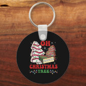 Oh Kerstboom Cake Kerstverlichting Grappig Matchin Sleutelhanger (Voorkant)