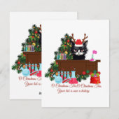 Oh kerstboom chemicus kat feestdagenkaart (Voorkant / Achterkant)