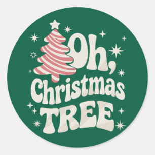 Oh Kerstboom Licht Prettig Kerstfeest Kerstmis Ronde Sticker