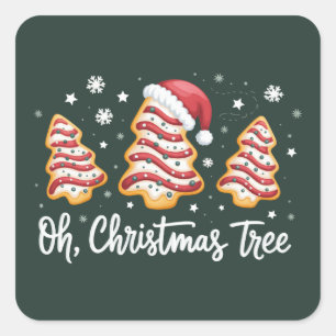 Oh, Kerstboom Prettig Kerstfeest Debbie Koekje Vierkante Sticker