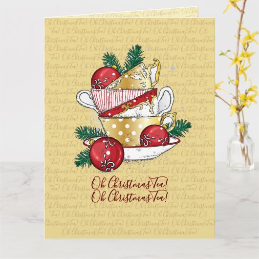 Oh Kerstthee! Kaart (Gele Bloem)