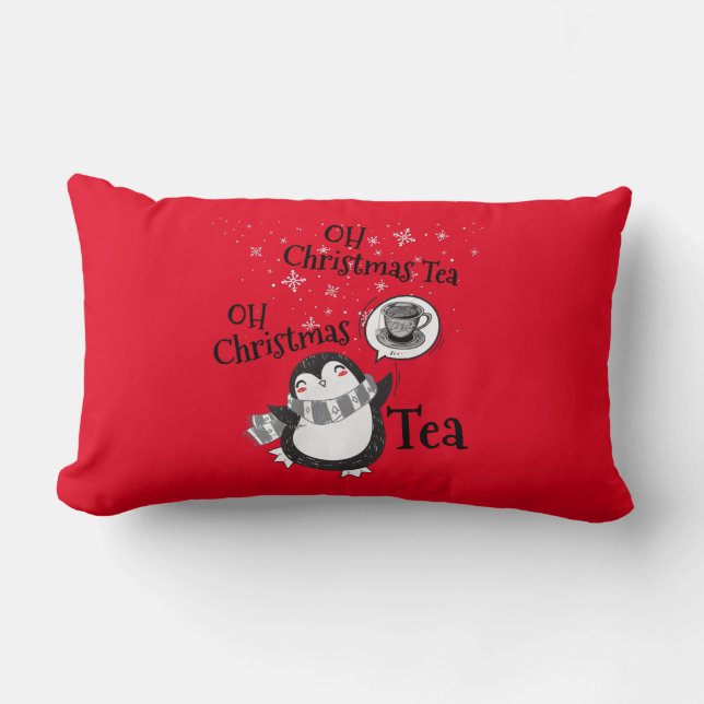 Oh Kerstthee Penguin Lover - Tea Drinker Kussen (Voorkant)
