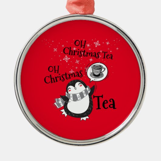 Oh Kerstthee Penguin Lover - Tea Drinker Metalen Ornament (Voorkant)