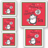 Oh Kerstthee Penguin Lover - Tea Drinker Sticker (Voorkant)