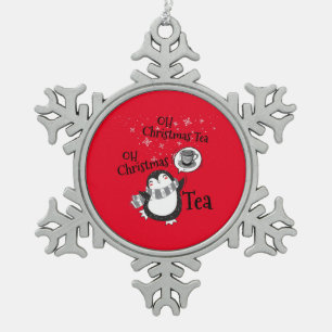 Oh Kerstthee Penguin Lover - Tea Drinker Tin Sneeuwvlok Ornament