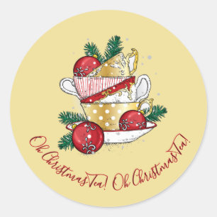 Oh Kerstthee! Ronde Sticker