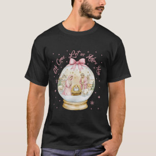Oh kom, laten we hem aanbidden kerststal Wereldbol T-shirt