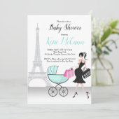 Oh Là Baby shower Invitation à thème à Paris (Debout devant)