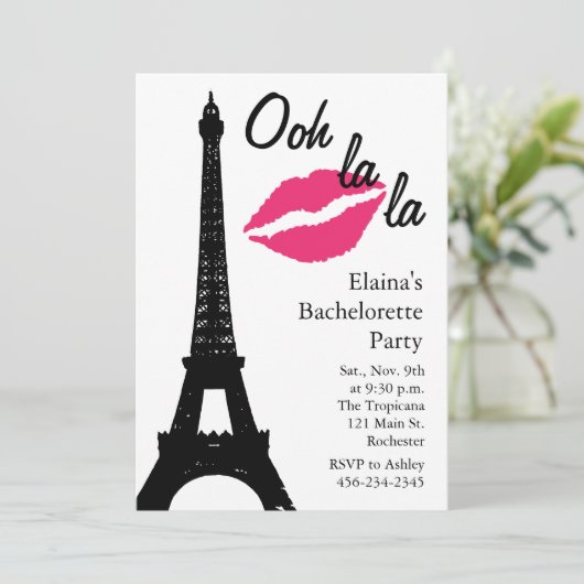 Oh la! Bachelorette Party (wit) Kaart (Staand voorkant)