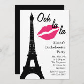 Oh la! Bachelorette Party (wit) Kaart (Voorkant / Achterkant)