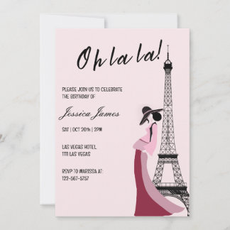 Oh La Chic Paris thema verjaardagsfeestje Kaart
