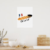 Oh La - French Baguette - Funny Francophile Poster (Keuken)