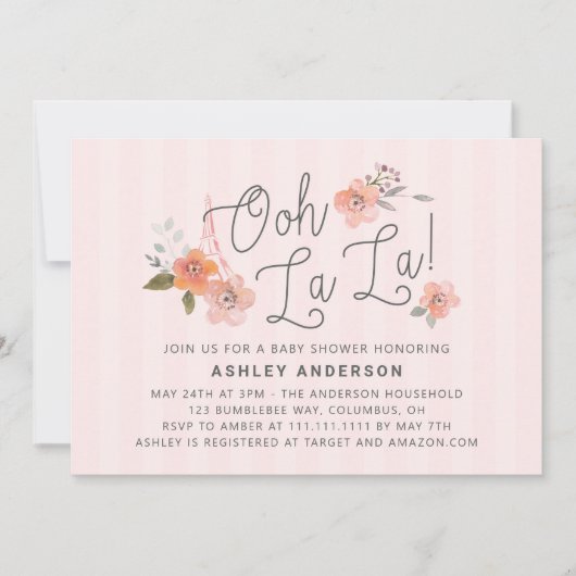 Oh La La French Baby shower Invitation (Devant)