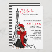 Oh la la Paris Invitation d'anniversaire (Devant / Derrière)