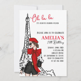 Oh la la Paris Invitation d'anniversaire