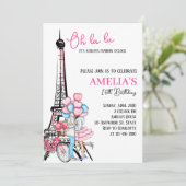 Oh la la Paris Pink Lovers Anniversaire Invitation (Debout devant)