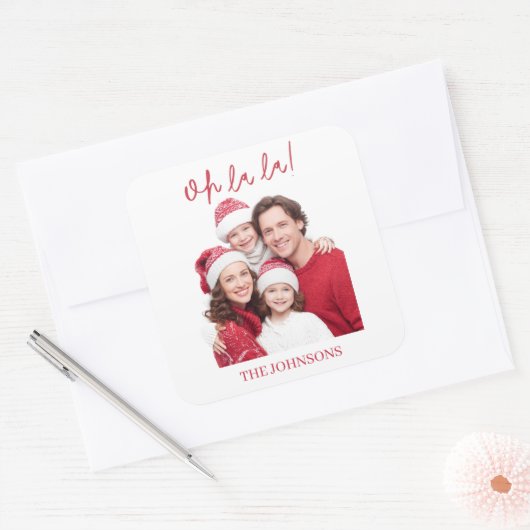 Oh La La Personalized Family Photo Sticker (Enveloppe)