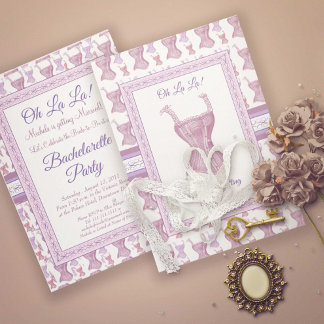 Oh La La Pink Corset Bachelorette Party Invitation