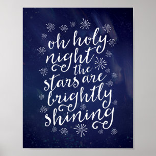 Oh, la nuit Sainte aquarelle affiche de Noël