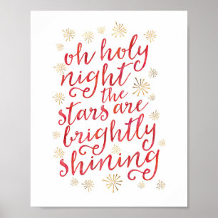 Oh, la nuit Sainte aquarelle affiche de Noël