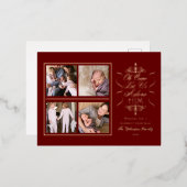 Oh, laat ons hem 4-fotokerstmis aanprijzen folie feestdagen briefkaart (Voorkant / Achterkant)