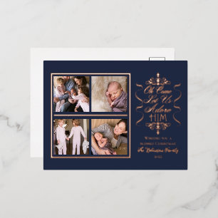 Oh, laat ons hem 4-fotokerstmis aanprijzen folie feestdagen briefkaart