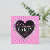 Oh LaLa Pink Love B'day Dinner Party Invitations Kaart (Staand voorkant)