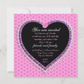 Oh LaLa Pink Love B'day Dinner Party Invitations Kaart (Achterkant)