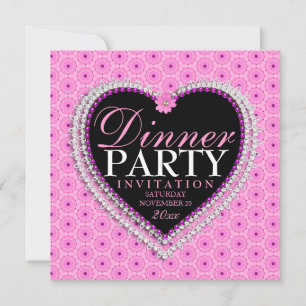 Oh LaLa Pink Love B'day Dinner Party Invitations Kaart