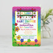 Oh, les bébés ! Invitation Baby shower arc-en-ciel (Debout devant)